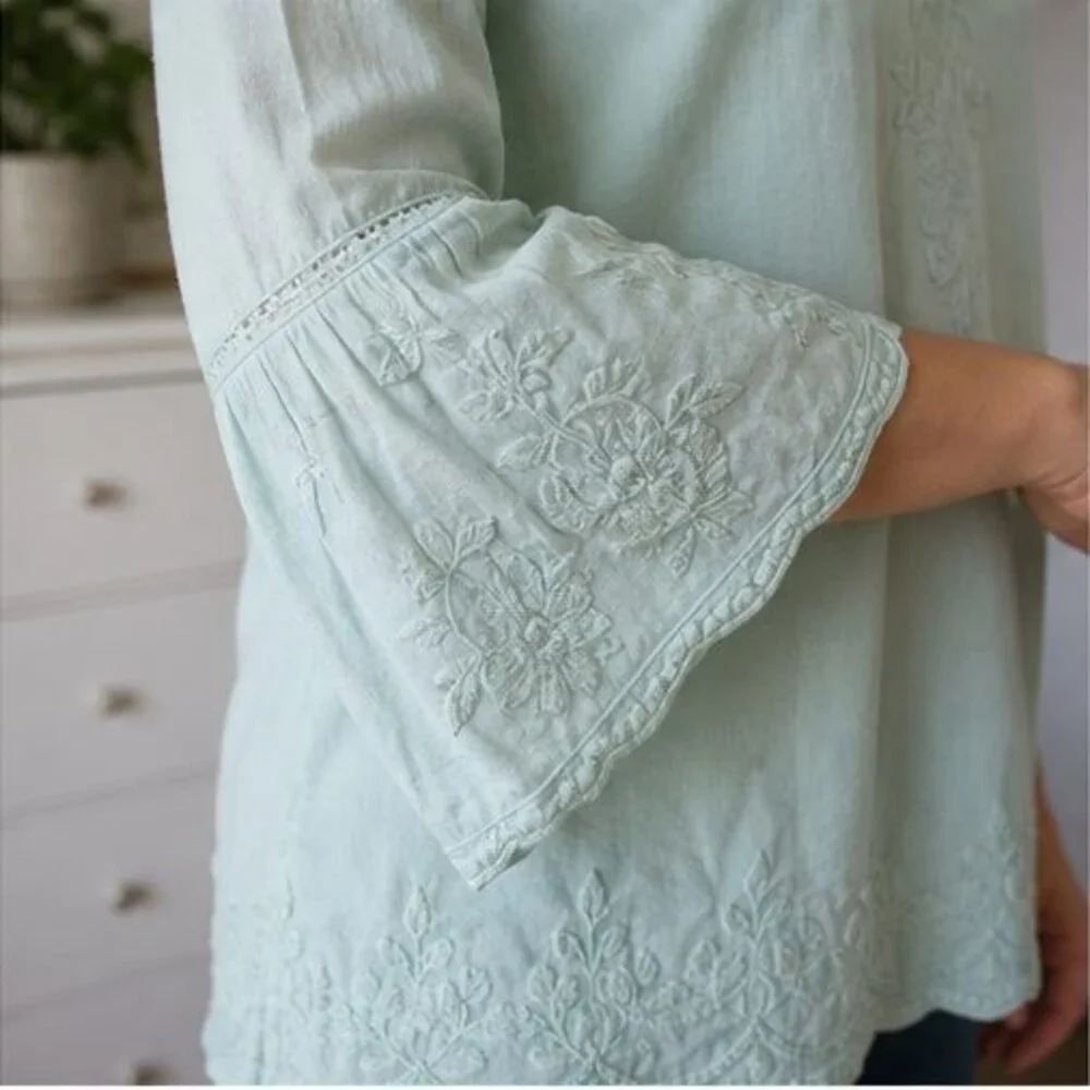 Navy Pleated Blouse